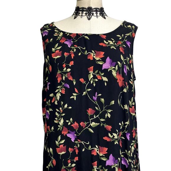 Vintage 90's Uniform Floral Gothic Grunge Whimsygoth Maxi Dress - Picture 6 of 13